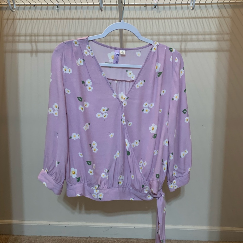 Alya Lavender Floral Wrap Blouse